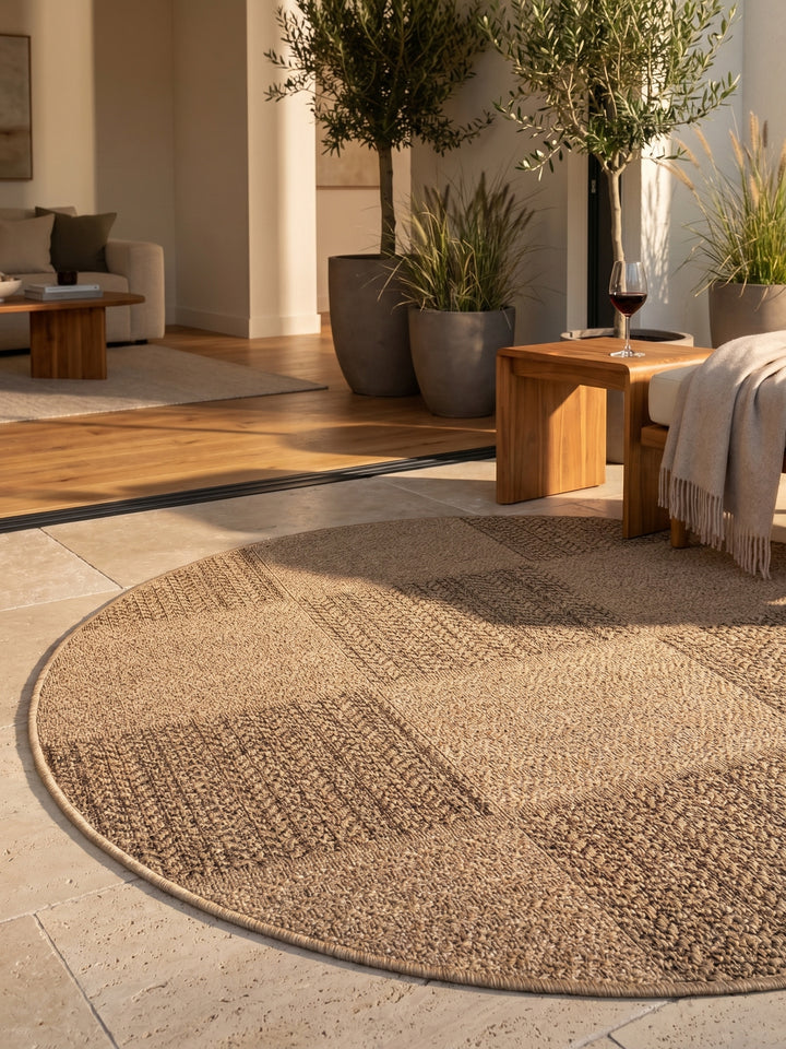 Teppich Beige rund Textur Nahaufnahme Detail_