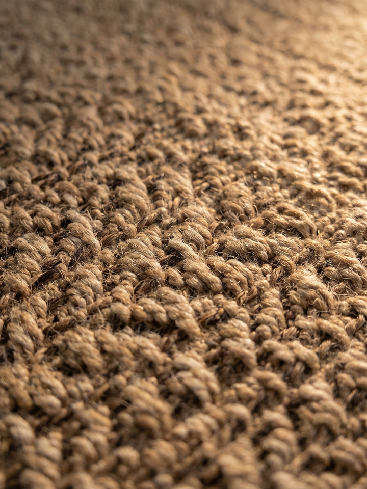 Teppich Beige rund Webstruktur Qualität_