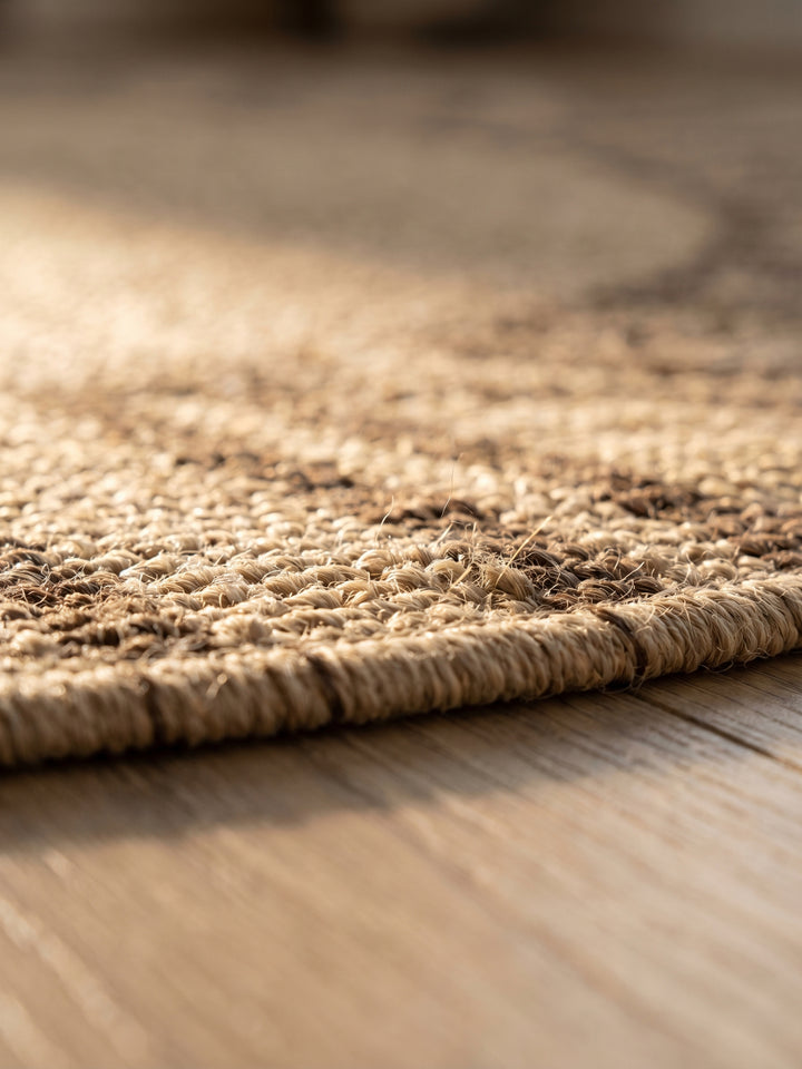 Teppich Beige rund Florhöhe Profil_