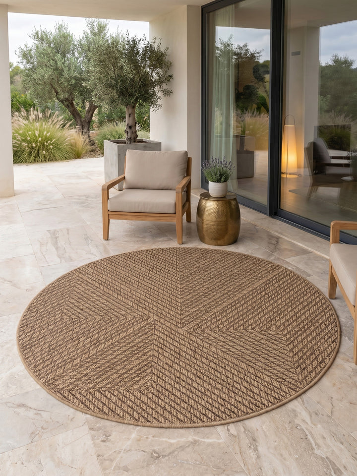 Teppich Beige rund Muster Draufsicht_