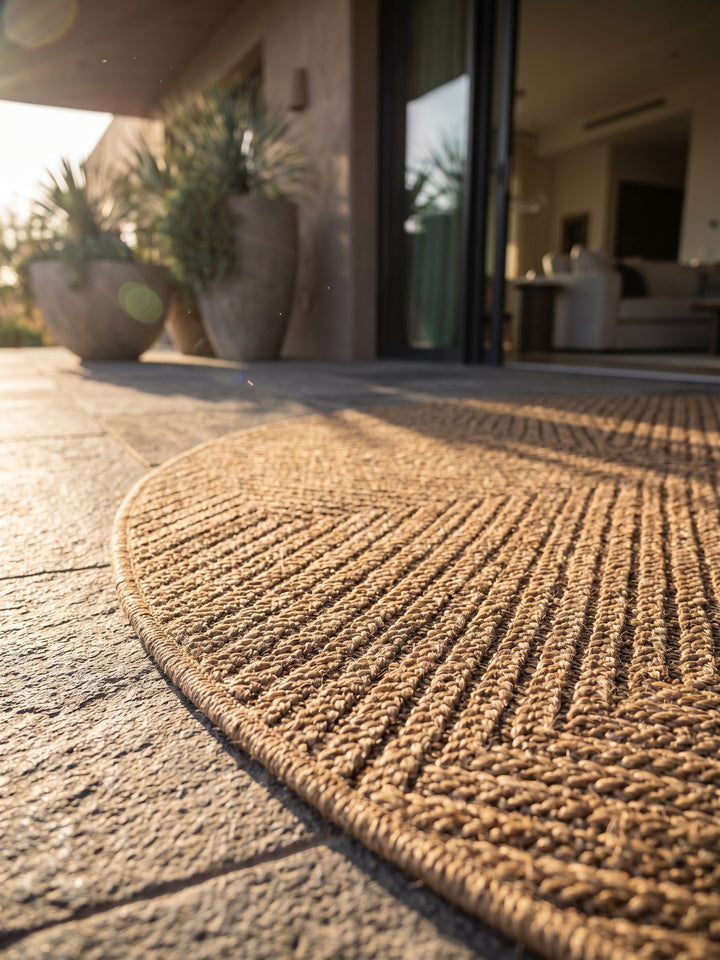 Teppich Beige rund Textur Nahaufnahme Detail_