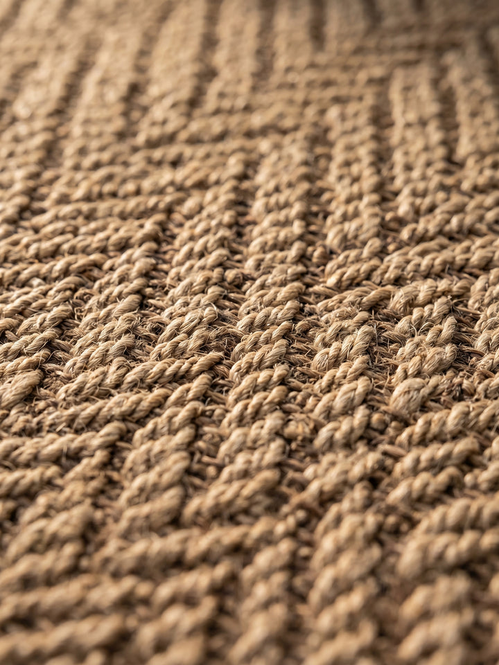 Teppich Beige rund Webstruktur Qualität_