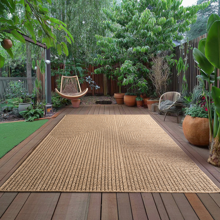 Teppich In-/Outdoor Jute-Optik Flachgewebe Unicolor Polypropylen_Rechteckig_