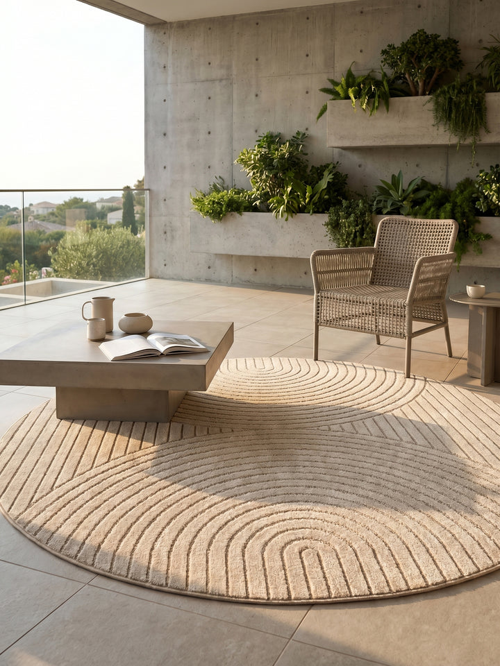 Teppich Beige rund Wohnidee gemütlich_