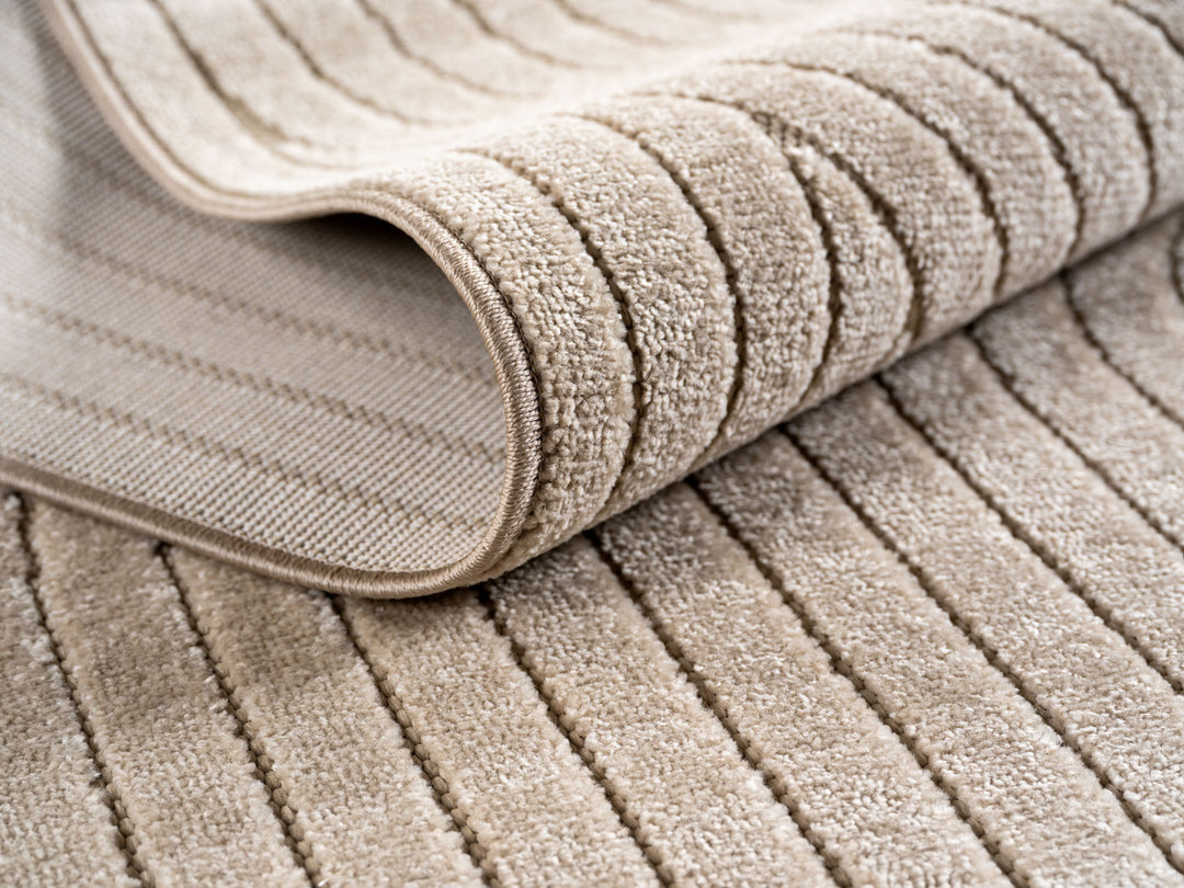 Teppich Beige Skandinavischer 3D-Design rund Polypropylen Raumgestaltung Inneneinrichtung Skandinavischer 3D-Design ENGADIN 160x160_