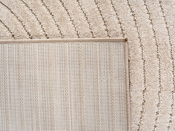 Teppich Beige Skandinavischer 3D-Design rund Polypropylen Designteppich Kollektion ENGADIN Wohnraum 160x160_