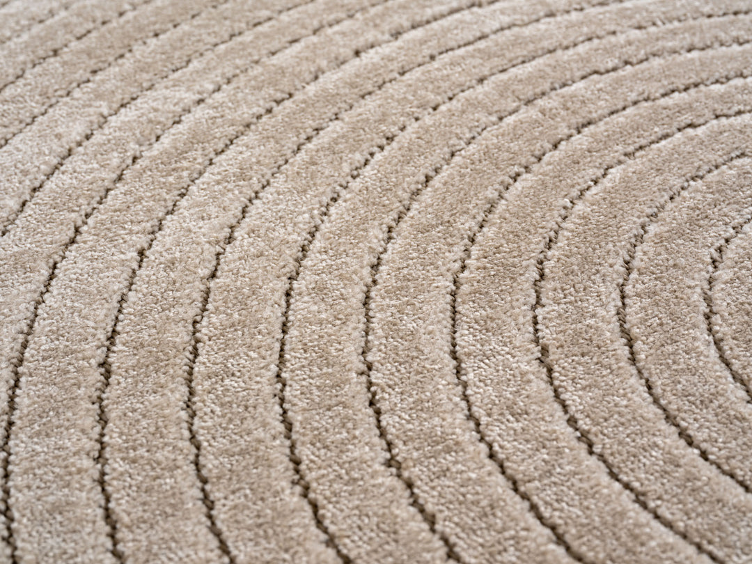 Teppich Beige Skandinavischer 3D-Design rund Polypropylen Interieur Wohnaccessoire Skandinavischer 3D-Design ENGADIN Dekor_