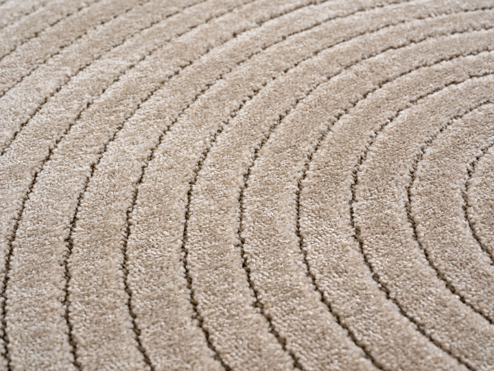 Teppich Beige Skandinavischer 3D-Design rund Polypropylen Interieur Wohnaccessoire Skandinavischer 3D-Design ENGADIN Dekor_