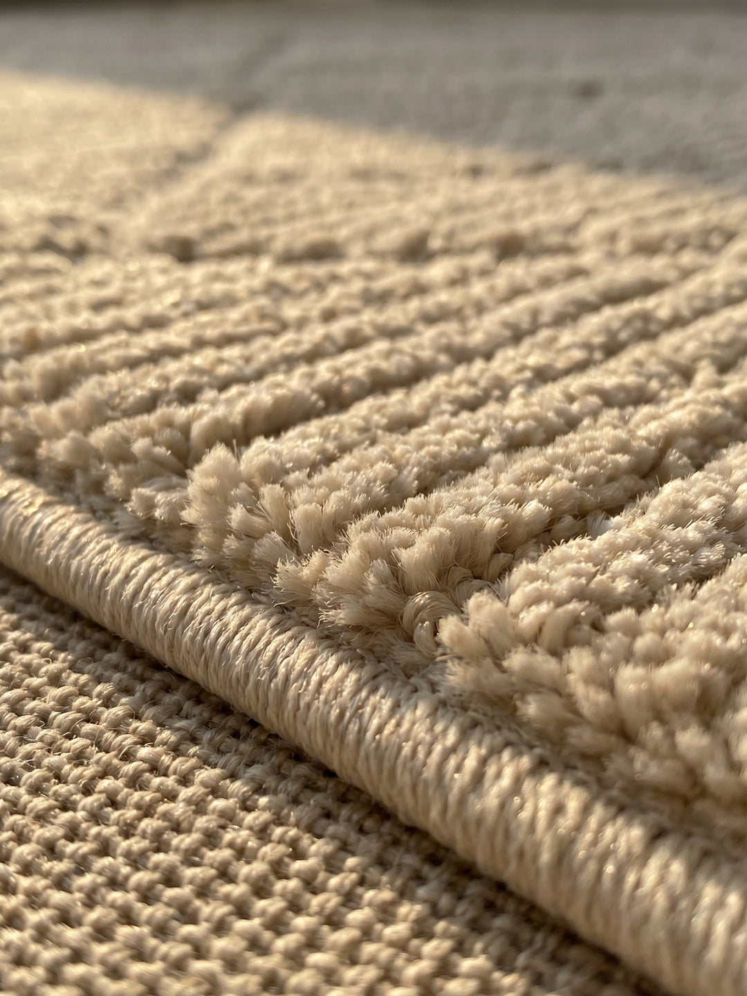 Teppich Creme rund Florhöhe Profil_