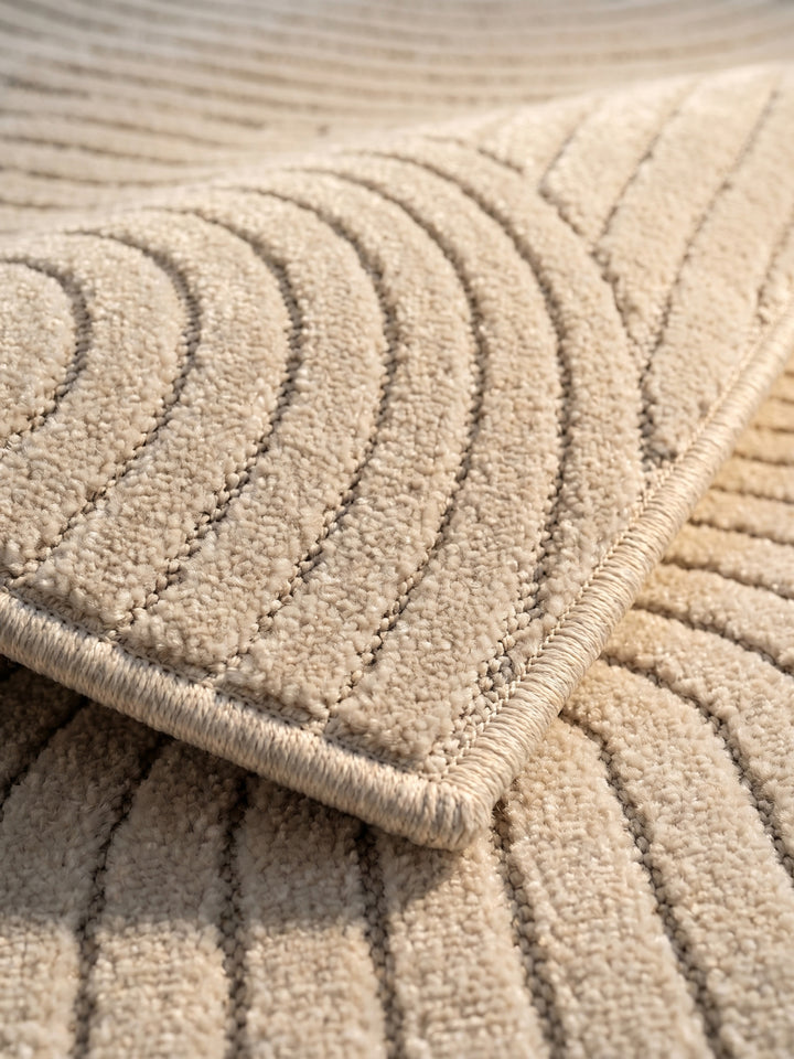 Teppich Creme rund Farbdetail Muster_