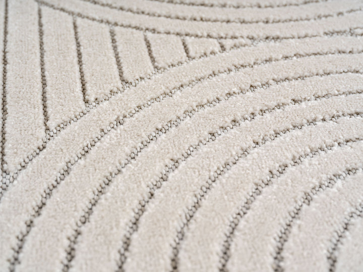 Teppich Creme Skandinavischer 3D-Design rund Polypropylen Interieur Wohnaccessoire Skandinavischer 3D-Design ENGADIN Dekor_