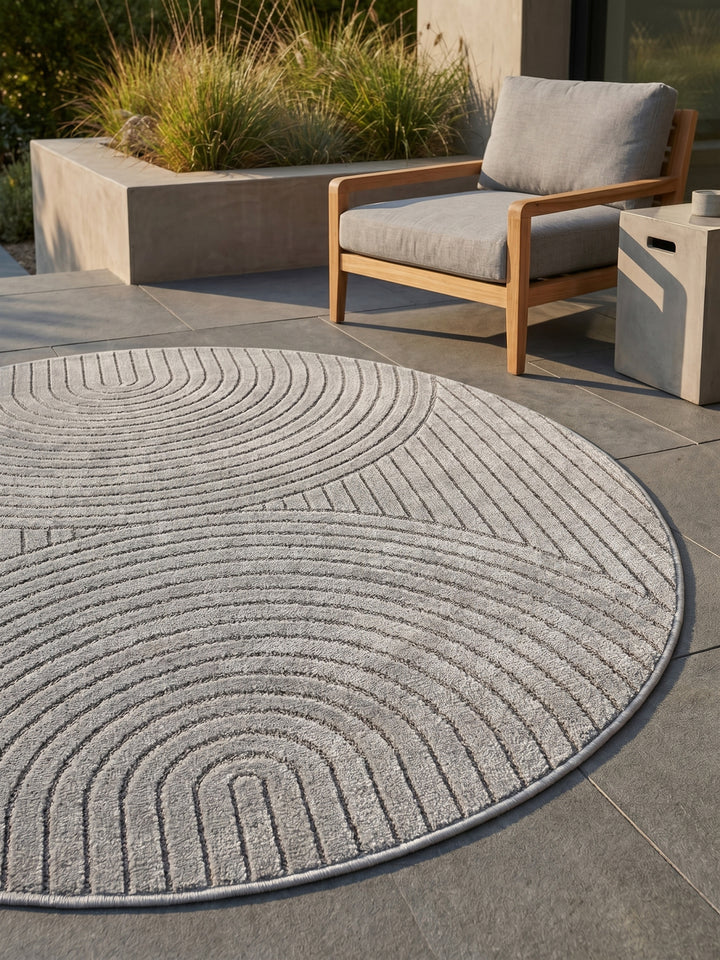 Teppich Silber rund Textur Nahaufnahme Detail_