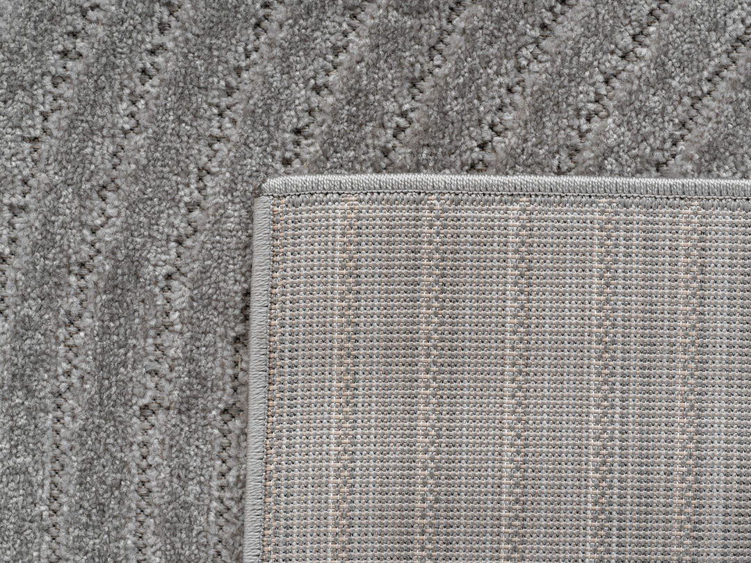 Teppich Silber Skandinavischer 3D-Design rund Polypropylen Designteppich Kollektion ENGADIN Wohnraum 160x160_