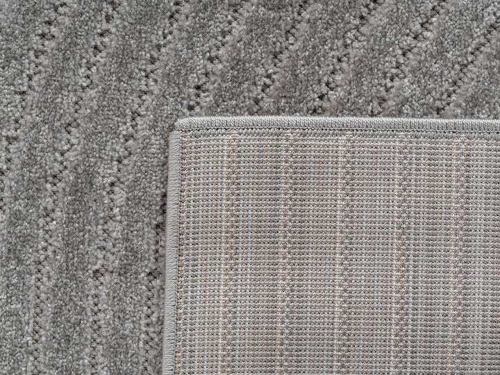 Teppich Silber Skandinavischer 3D-Design rund Polypropylen Designteppich Kollektion ENGADIN Wohnraum 160x160_