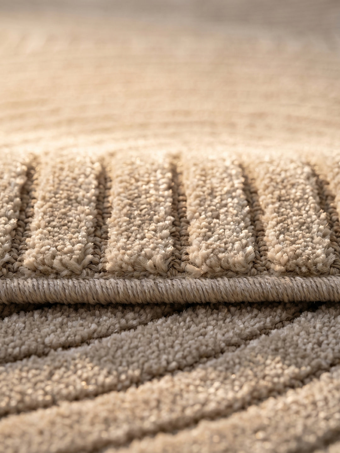 Teppich Beige rund Florhöhe Profil_