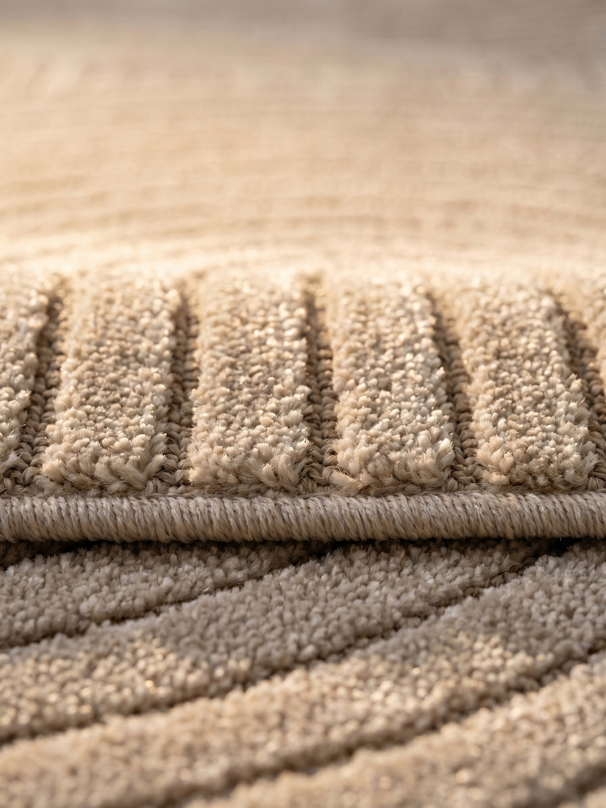 Teppich Beige rund Florhöhe Profil_