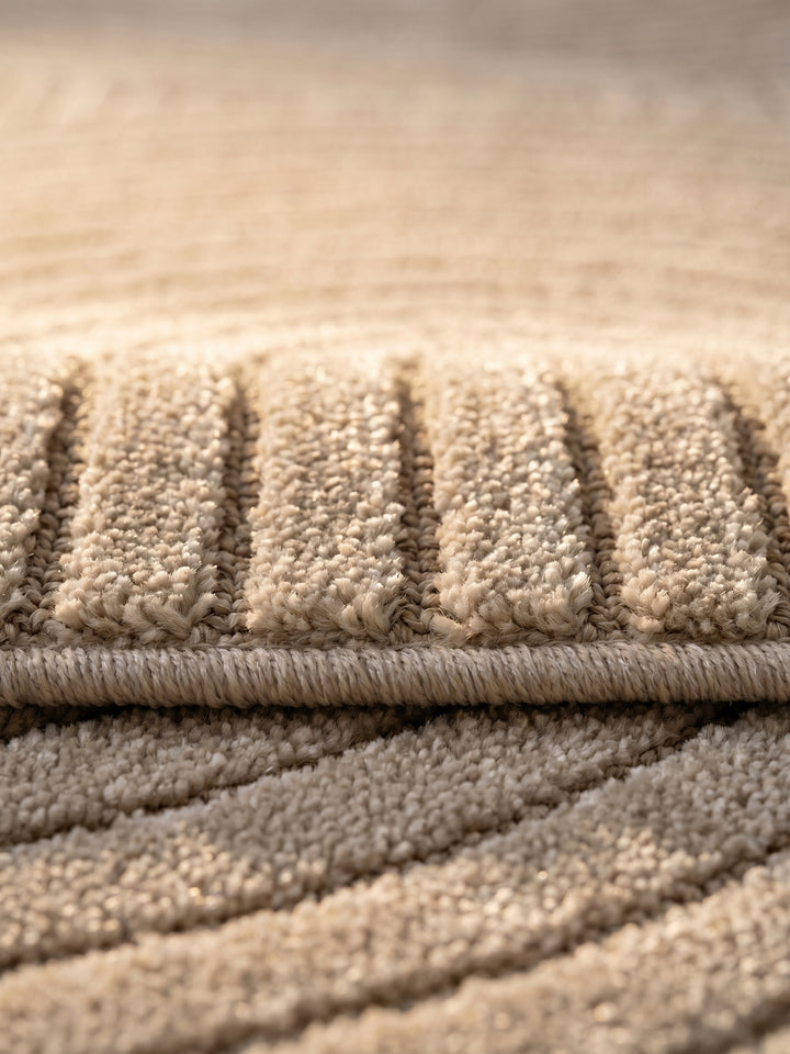 Teppich Beige rund Florhöhe Profil_