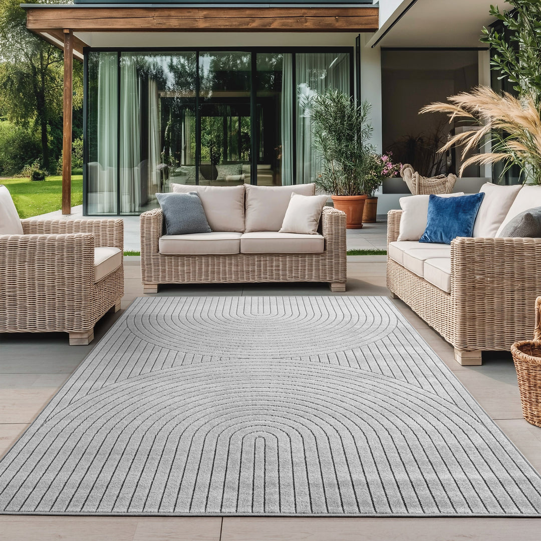 Teppich In-/Outdoor Kurzflor Skandi 3D-Design Polypropylen Balkon_Rechteckig_