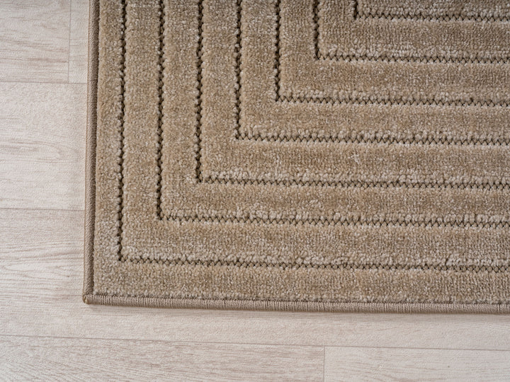 Teppich Beige Skandinavischer 3D-Design rund Polypropylen Skandinavischer 3D-Design Einrichtung Wohnidee Bodenbelag ENGADIN_