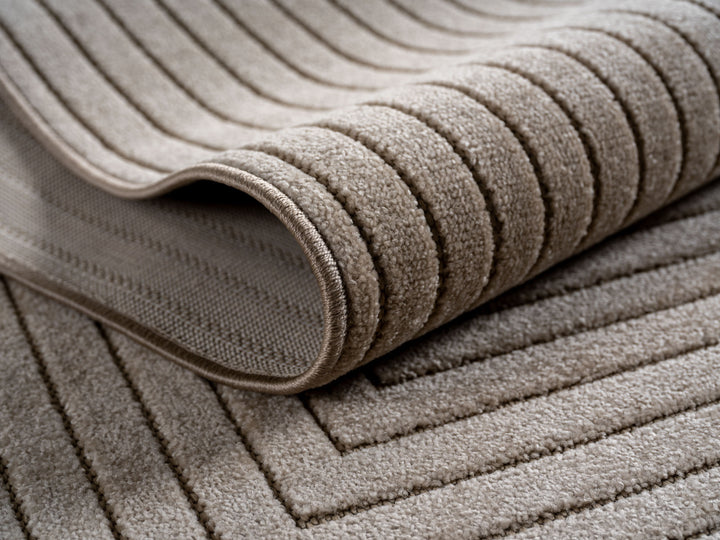 Teppich Beige Skandinavischer 3D-Design rund Polypropylen Raumgestaltung Inneneinrichtung Skandinavischer 3D-Design ENGADIN 160x160_