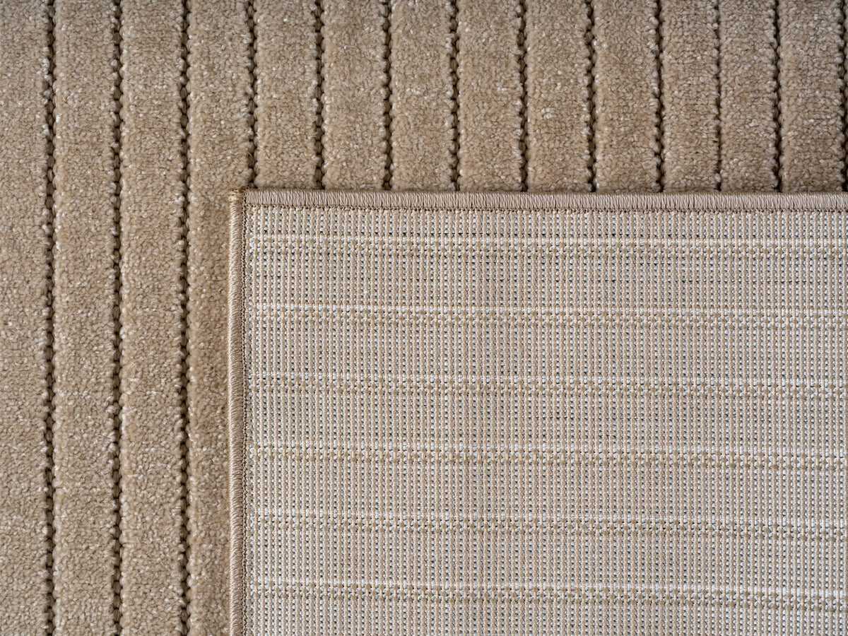 Teppich Beige Skandinavischer 3D-Design rund Polypropylen Designteppich Kollektion ENGADIN Wohnraum 160x160_
