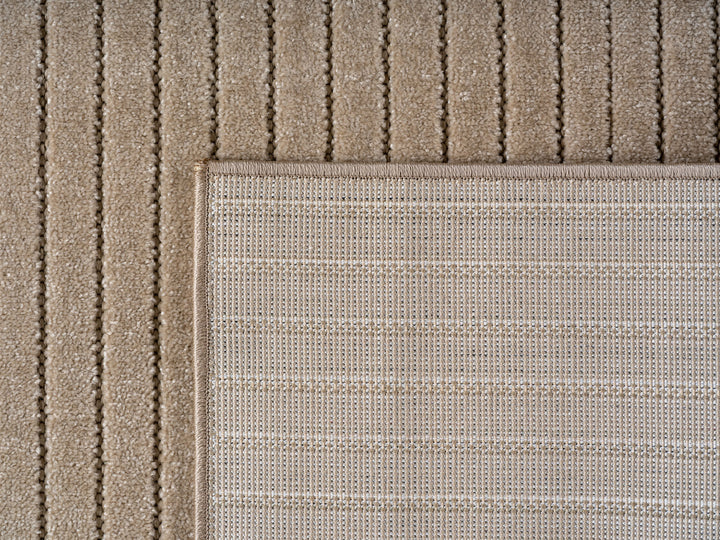 Teppich Beige Skandinavischer 3D-Design rund Polypropylen Designteppich Kollektion ENGADIN Wohnraum 160x160_