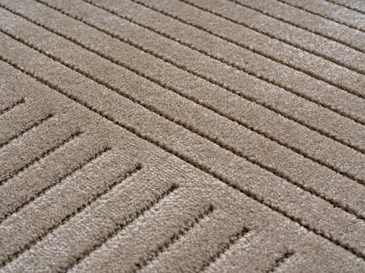 Teppich Beige Skandinavischer 3D-Design rund Polypropylen Interieur Wohnaccessoire Skandinavischer 3D-Design ENGADIN Dekor_