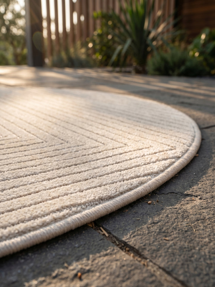 Teppich Creme rund Textur Nahaufnahme Detail_