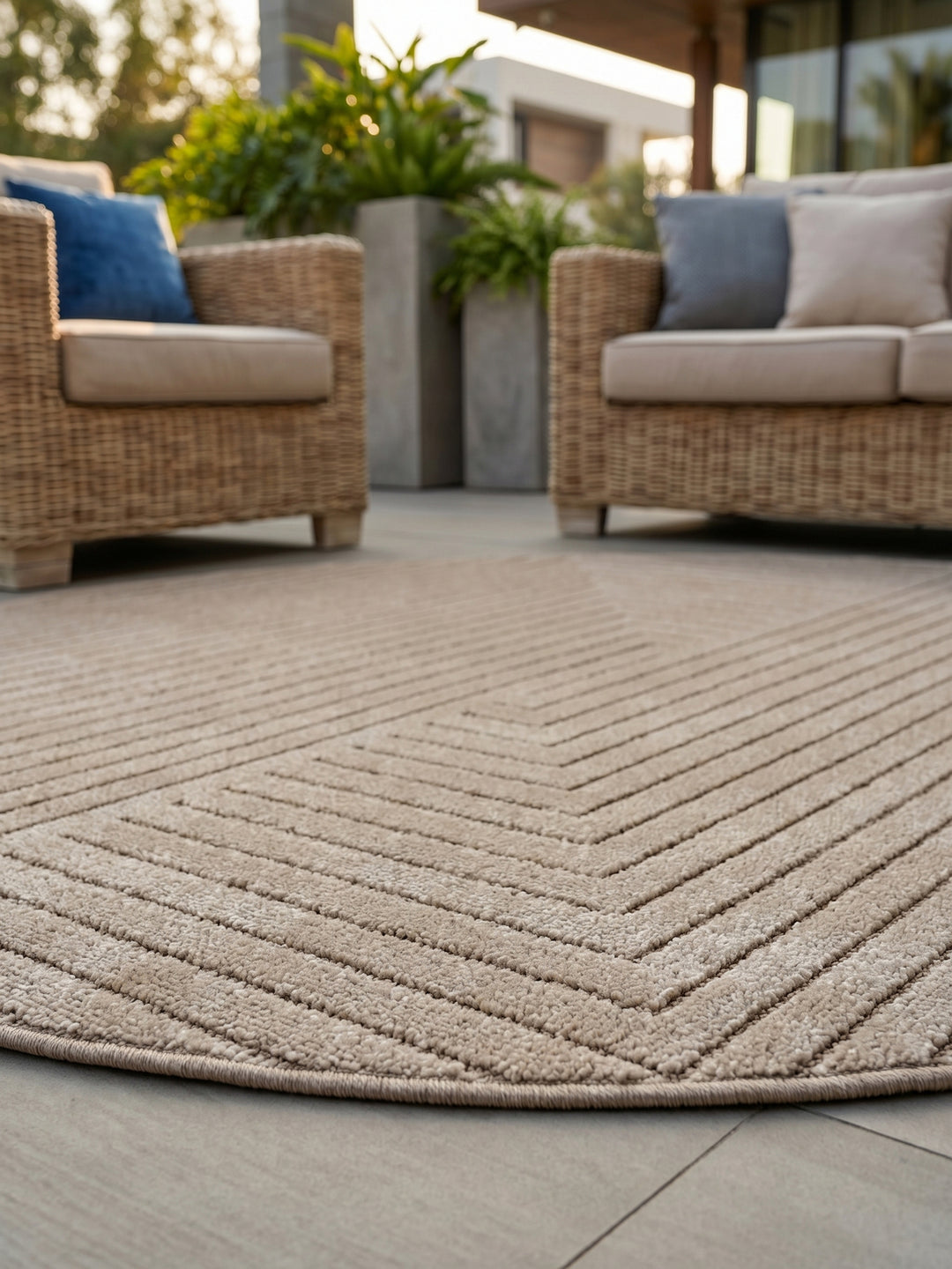 Teppich Beige rund Textur Nahaufnahme Detail_