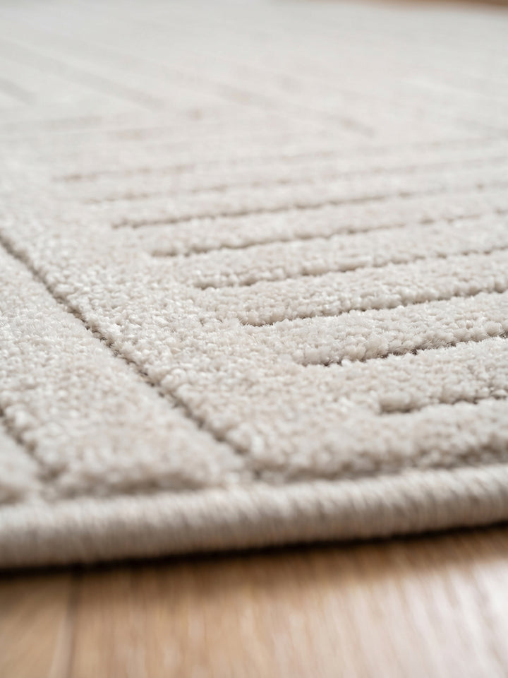 Teppich Creme rund Farbdetail Muster_