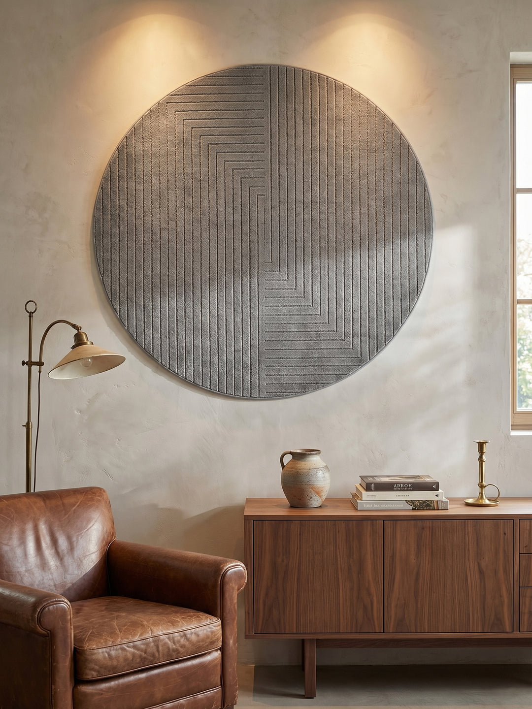 Teppich Silber rund Wandteppich Wanddeko_