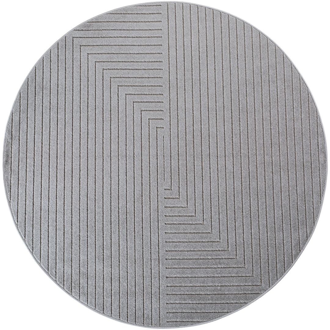 Teppich Silber Skandinavischer 3D-Design rund Polypropylen ENGADIN 160x160 Kollektion Design Muster_