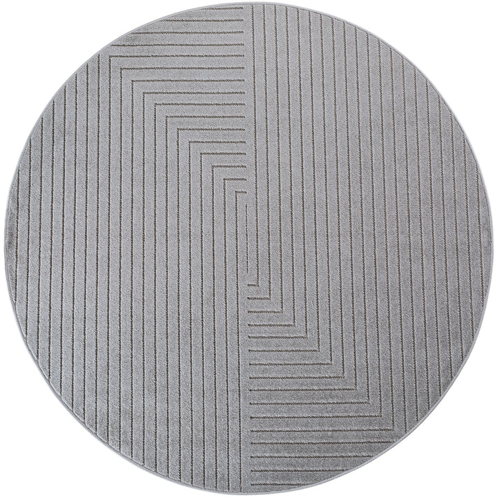 Teppich Silber Skandinavischer 3D-Design rund Polypropylen ENGADIN 160x160 Kollektion Design Muster_