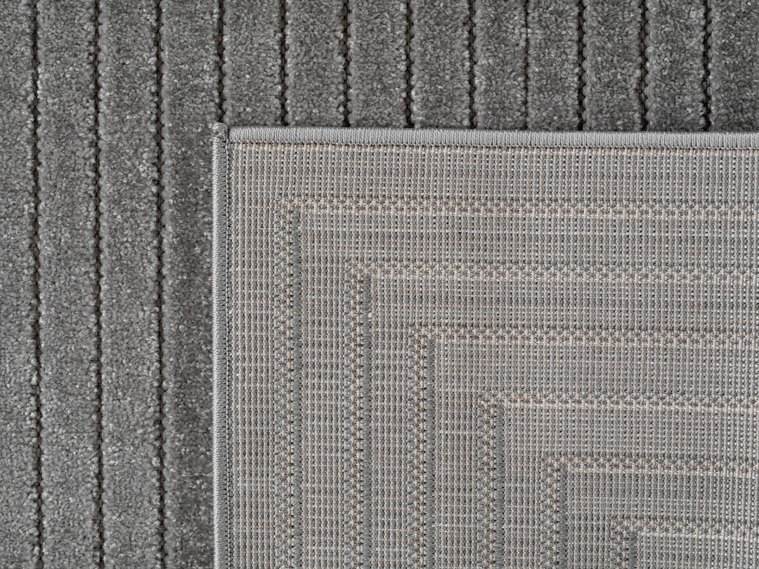 Teppich Silber Skandinavischer 3D-Design rund Polypropylen Designteppich Kollektion ENGADIN Wohnraum 160x160_