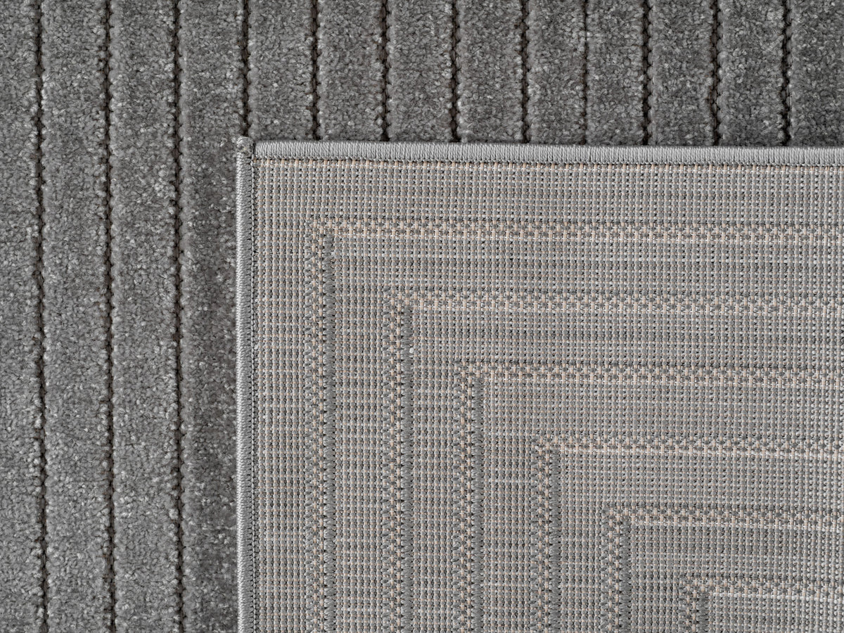 Teppich Silber Skandinavischer 3D-Design rund Polypropylen Designteppich Kollektion ENGADIN Wohnraum 160x160_
