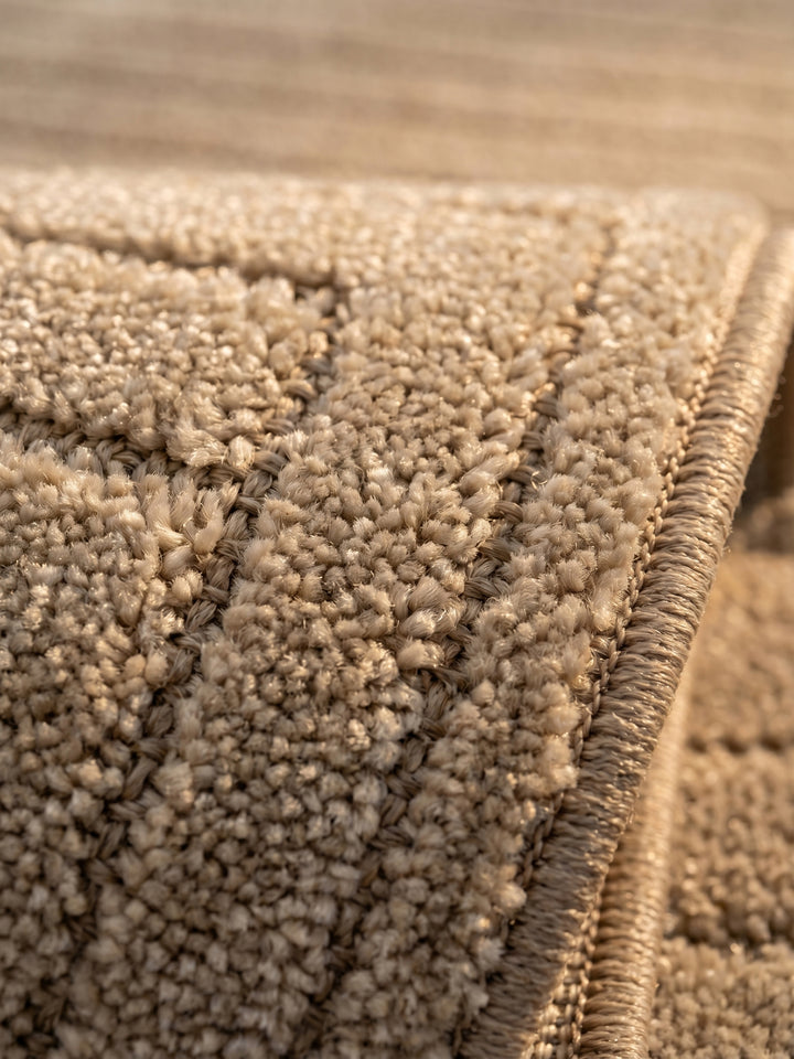 Teppich Beige rund Webstruktur Qualität_