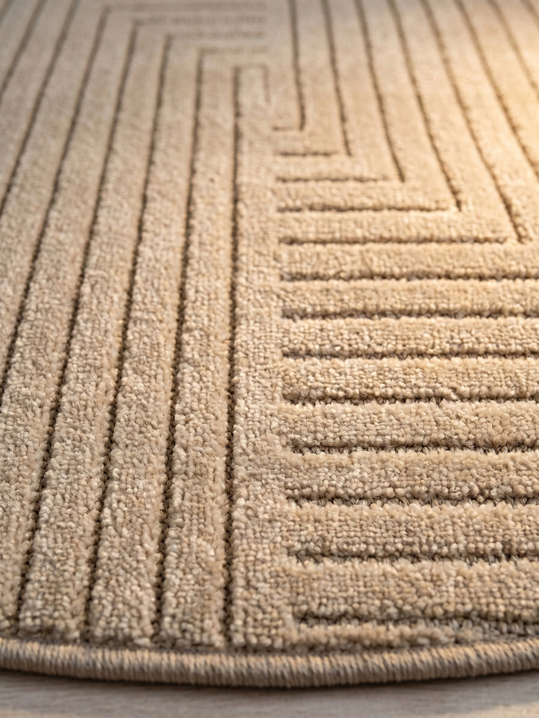 Teppich Beige rund Farbdetail Muster_