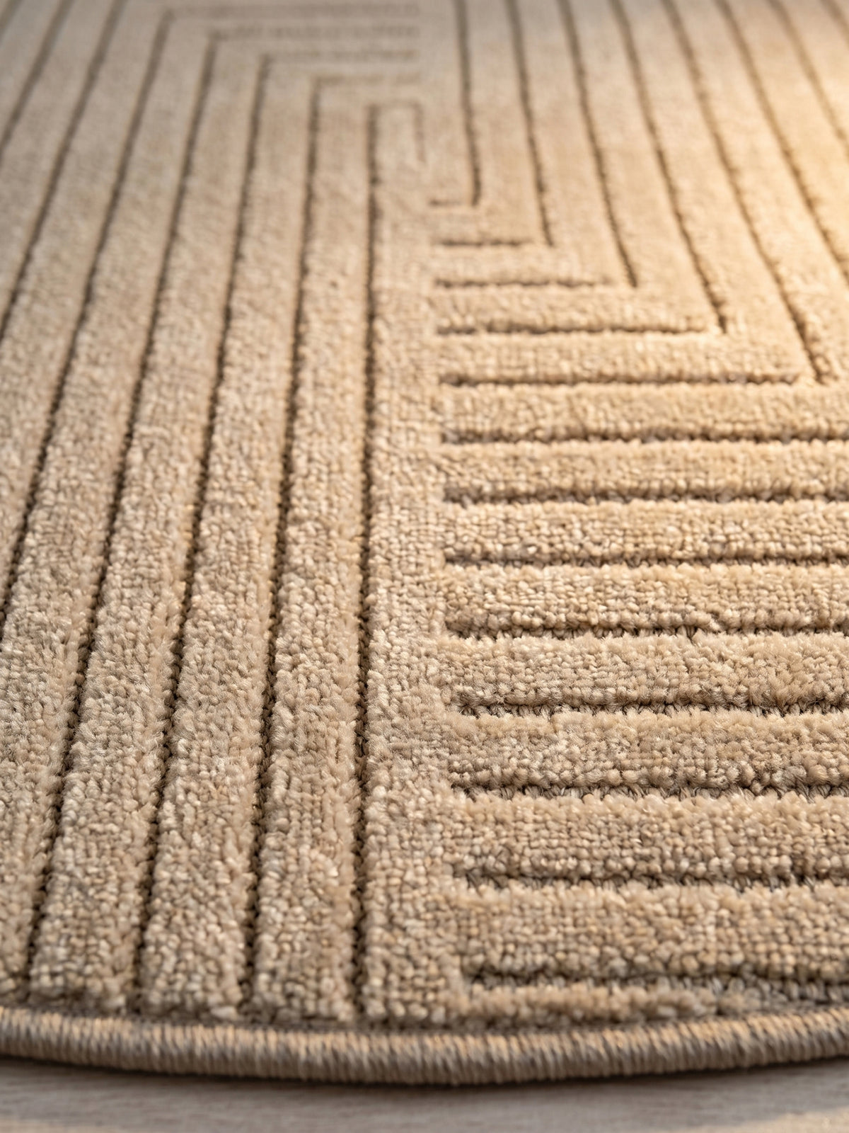 Teppich Beige rund Farbdetail Muster_