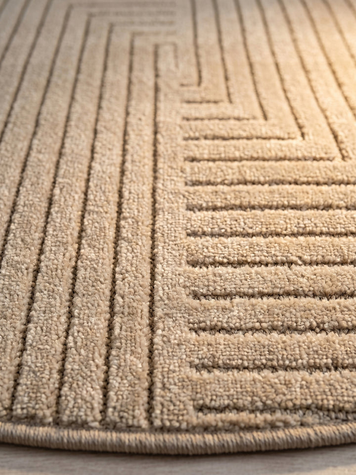 Teppich Beige rund Farbdetail Muster_