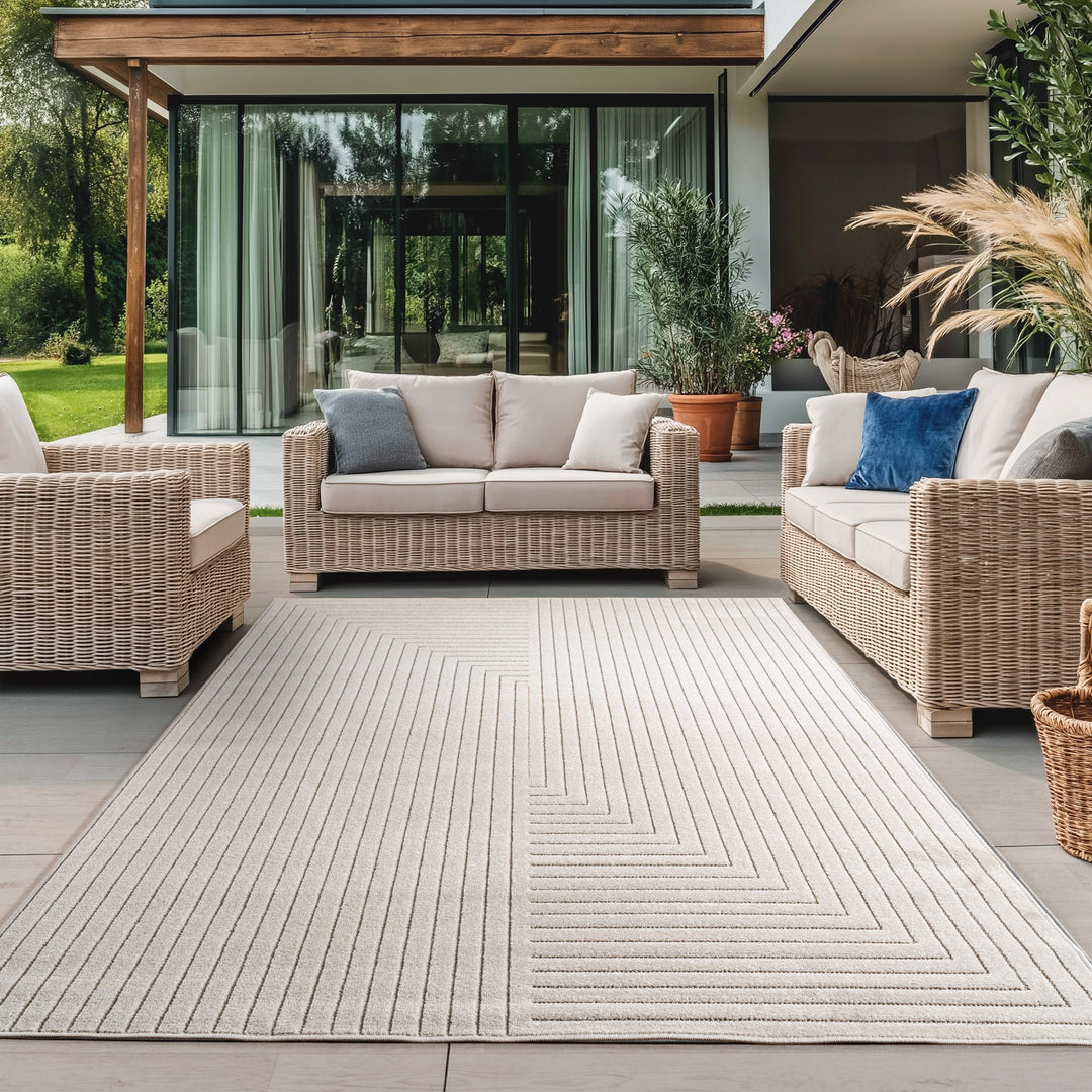 Teppich In-/Outdoor Kurzflor Skandinavisch Muster Polypropylen Terrasse_Rechteckig_