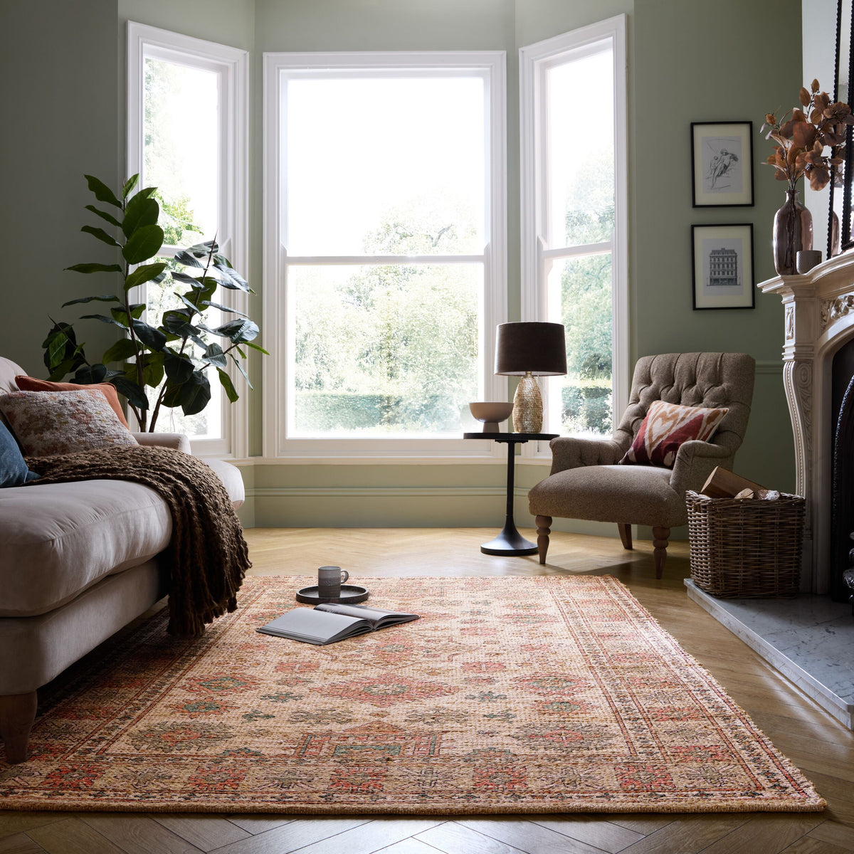Teppich Flachgewebe Orientalisch - Wohnzimmer_Rosa_Rechteckig_
