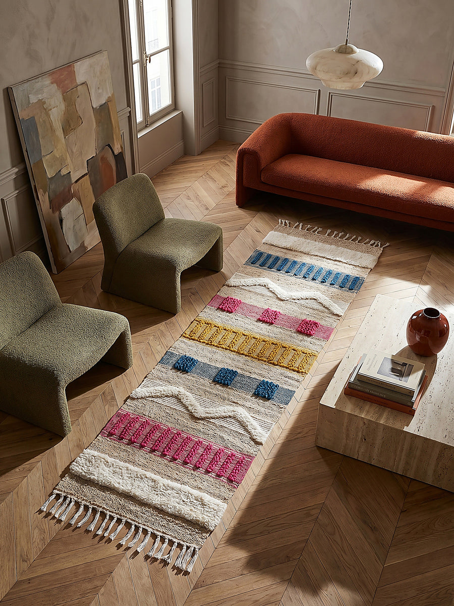 Teppich Natur-Multicolor Läufer Musteransicht von oben Designkollektion_