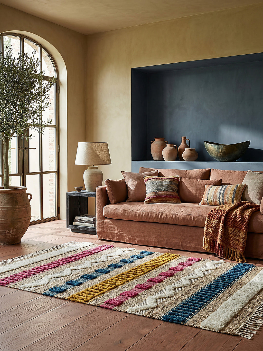 Teppich Natur-Multicolor rechteckig im modernen Wohnzimmer Einrichtungsidee_