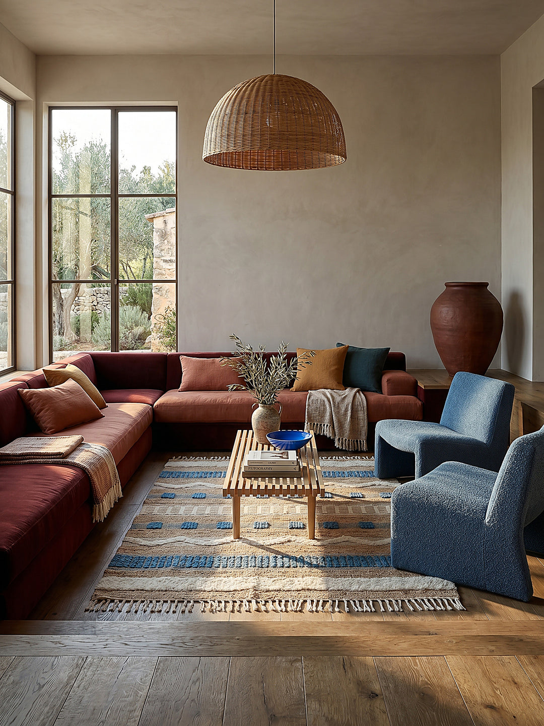 Teppich Multicolor rechteckig im modernen Wohnzimmer Einrichtungsidee_
