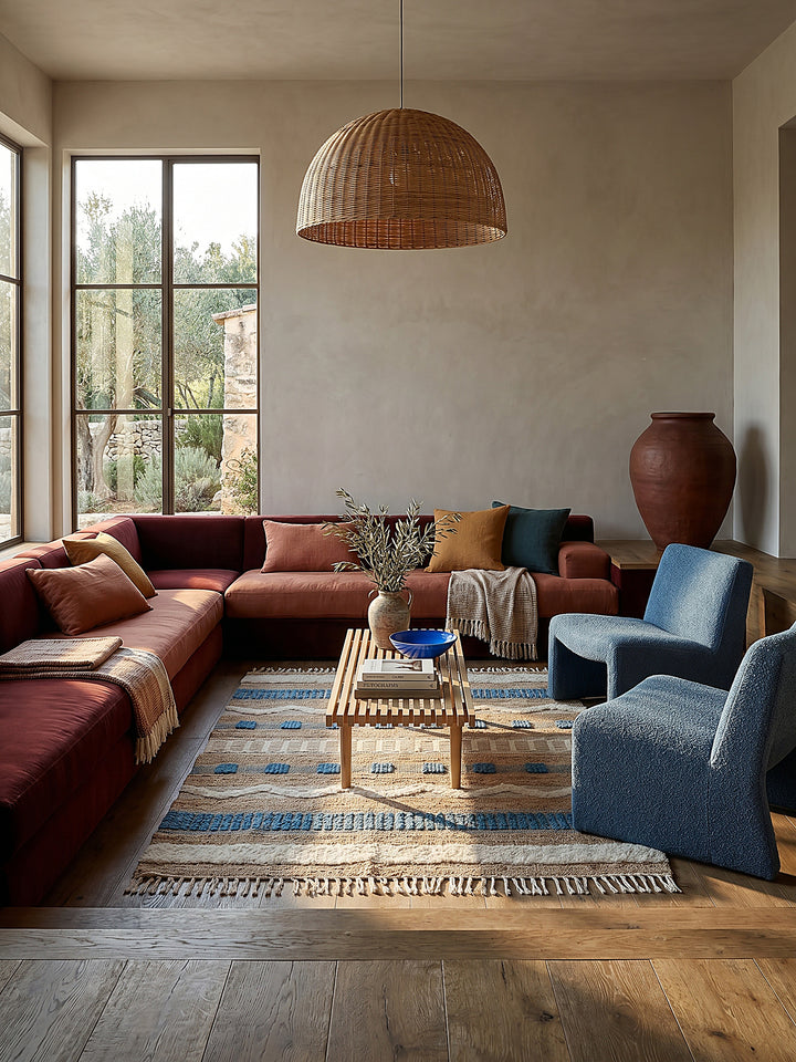 Teppich Multicolor rechteckig im modernen Wohnzimmer Einrichtungsidee_