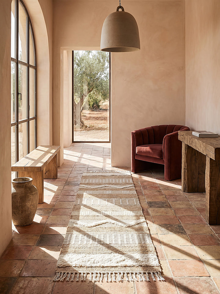 Teppich Natur-Weiß Läufer im modernen Wohnzimmer Einrichtungsidee_