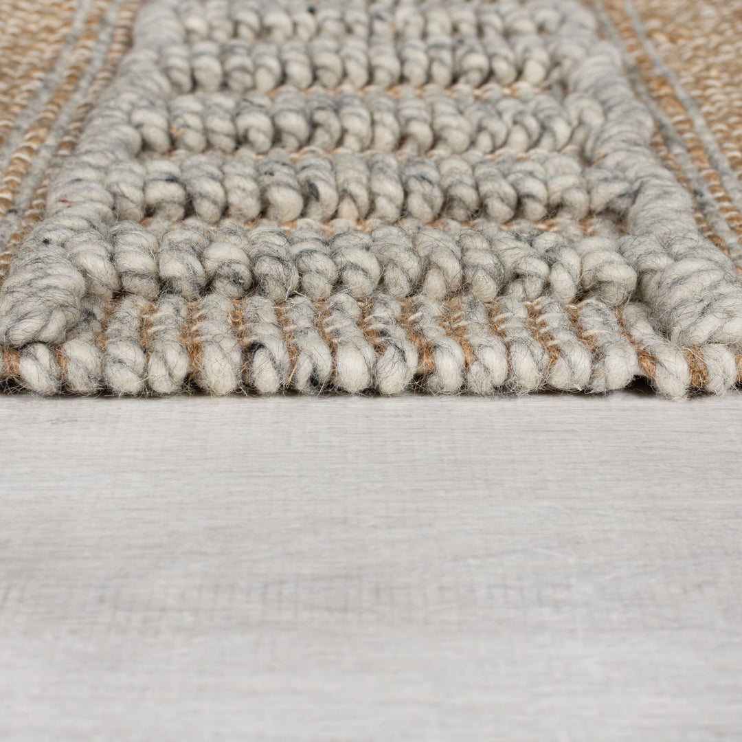 Teppich Jute Wolle Baumwolle Naturfaser handgewebt strapazierfähig strukturiert Ethno-Stil_Rechteckig_