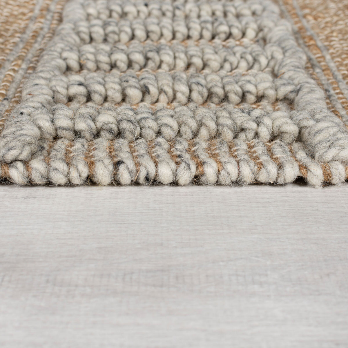 Teppich Jute Wolle Baumwolle Naturfaser handgewebt strapazierfähig strukturiert Ethno-Stil_Rechteckig_
