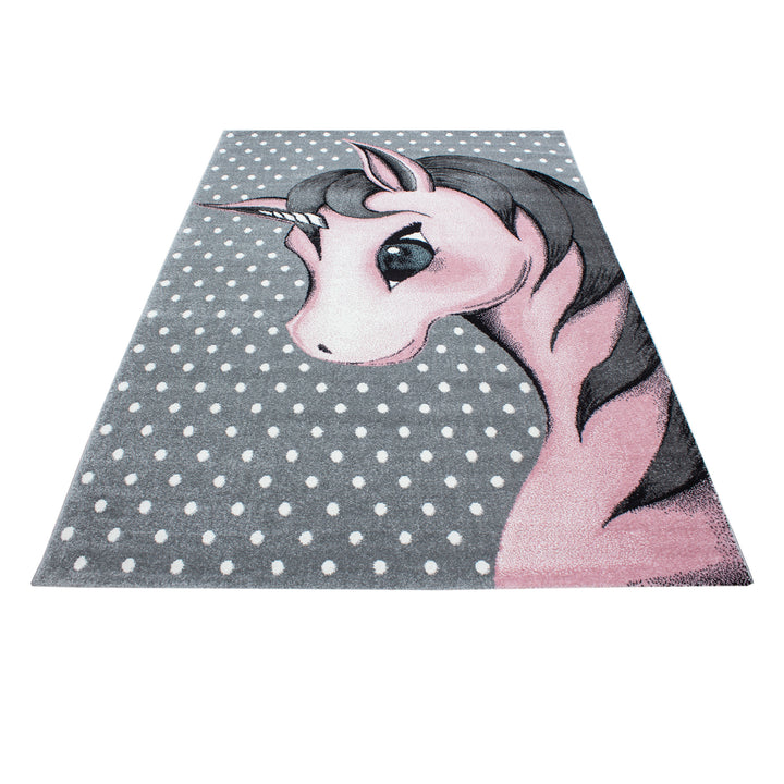 Teppich Kinder Einhorn Polypropylen saugroboter Kurzflor Kinderzimmer Pink Läufer 80x150_Läufer_