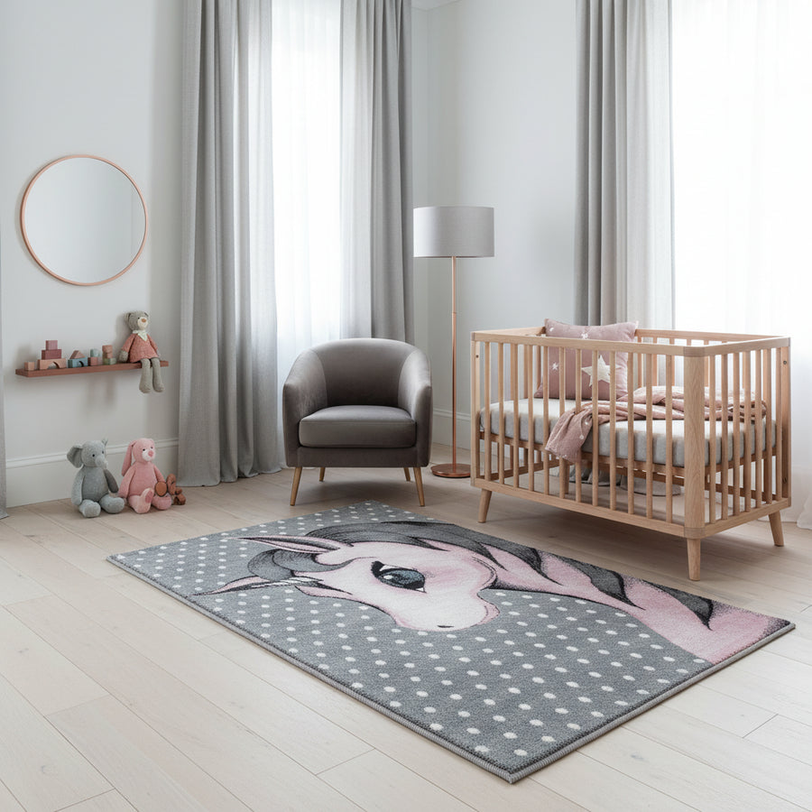 Teppich Kinder Einhorn Polypropylen saugroboter Kurzflor Kinderzimmer_Läufer_